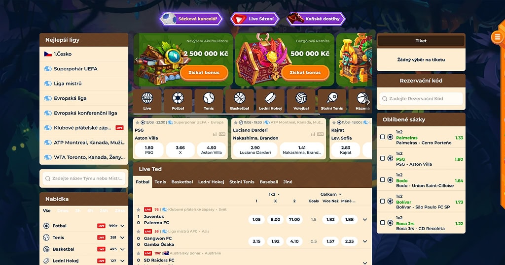 Sportovní sázení v kasinu Wazamba