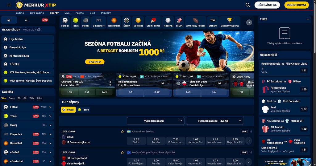 Sportovní sázení v kasinu MerkurXtip