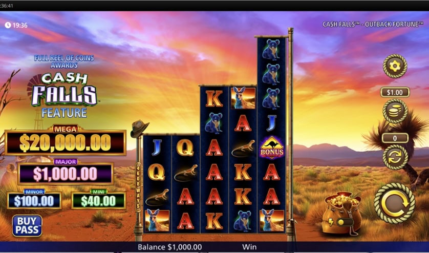 Hrát zdarma Cash Falls Outback Fortune