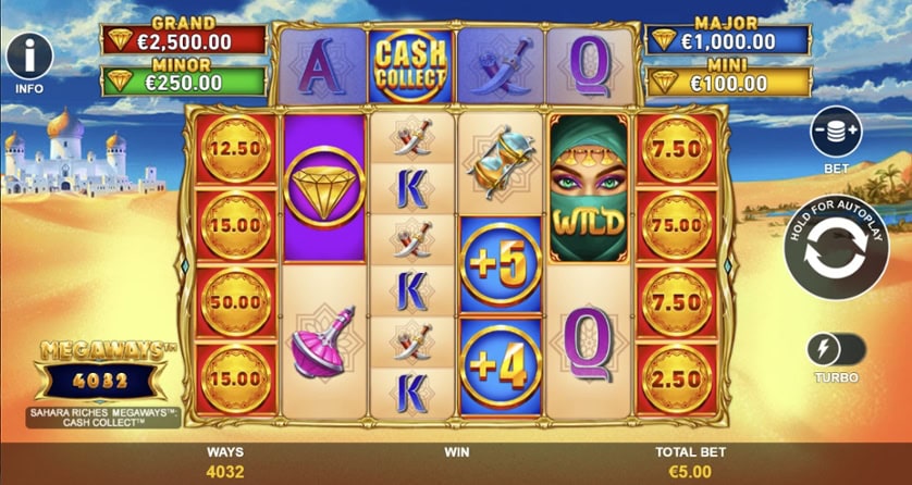 Hrát zdarma Sahara Riches Megaways Cash Collect