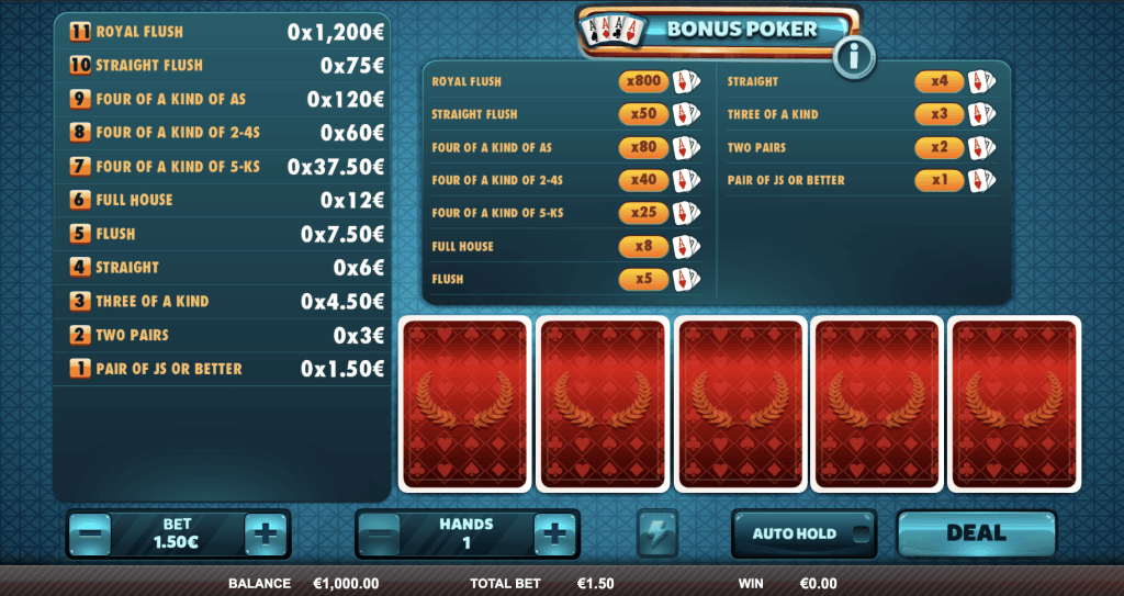 Hrát zdarma Bonus Poker