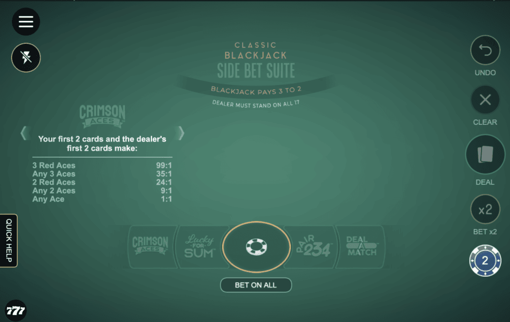 Hrát zdarma Classic Blackjack Side Bet Suite