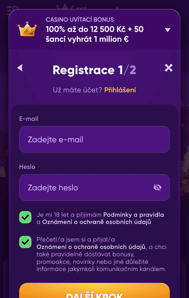 Vyplňte přihlašovací údaje