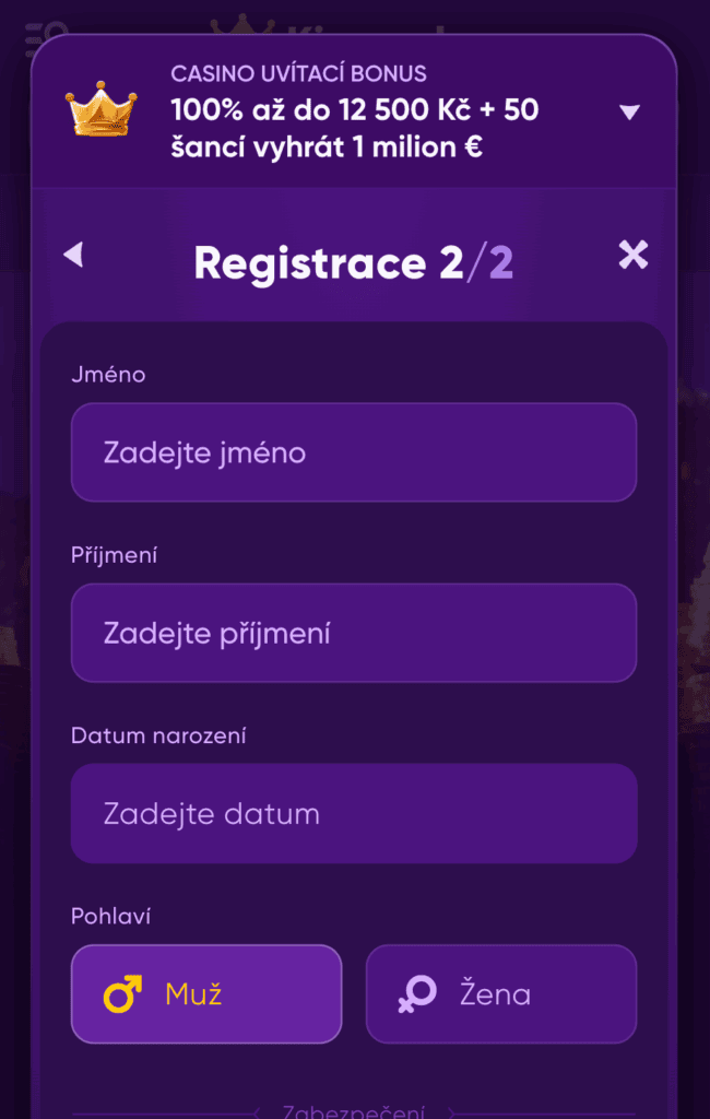Doplňte osobní informace