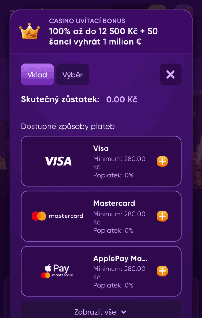 Potvrďte registraci a proveďte vklad