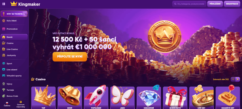 Kingmaker Casino main page