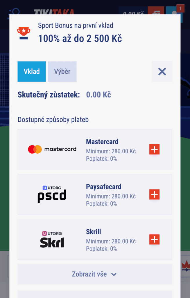 Proveďte první vklad