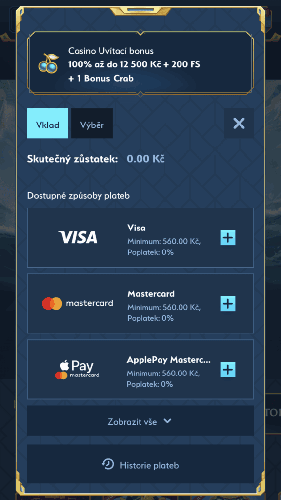 Ověřte účet a proveďte první vklad