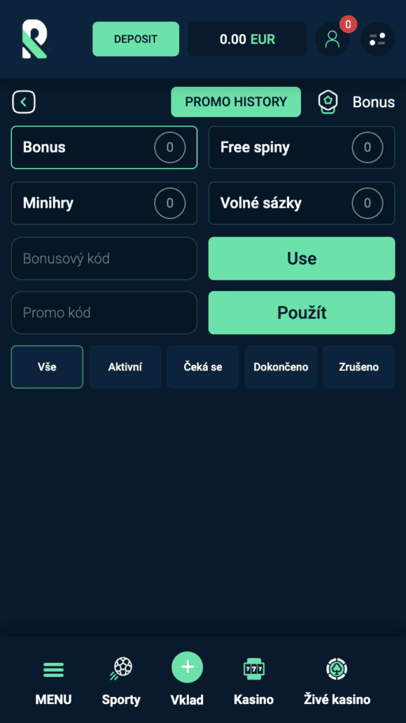 (Volitelně) aktivace bonusu v profilu
