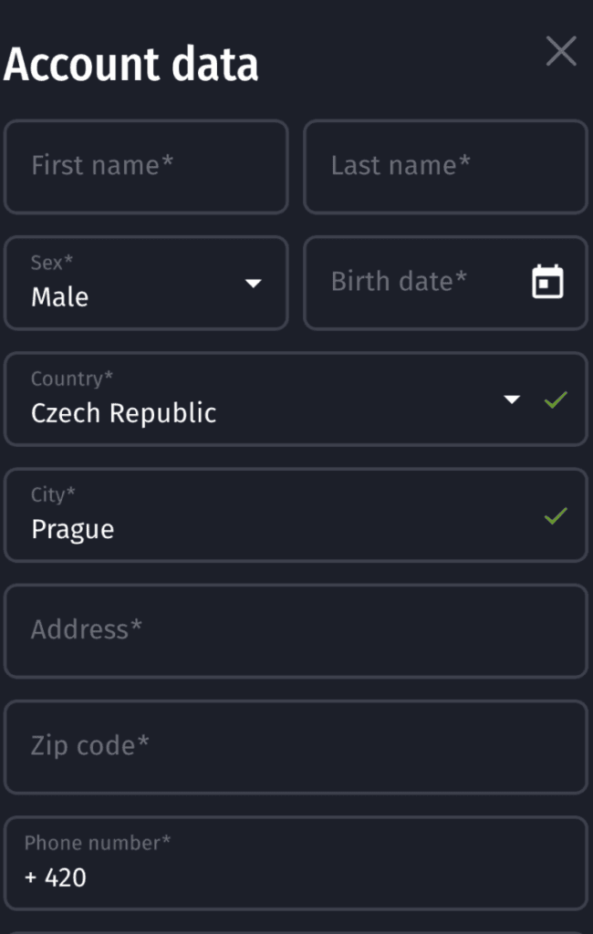 Vyplňte své osobní údaje