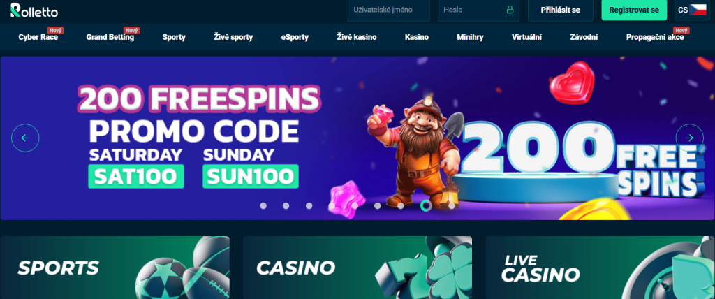 Rolletto Casino Hlavní stránka