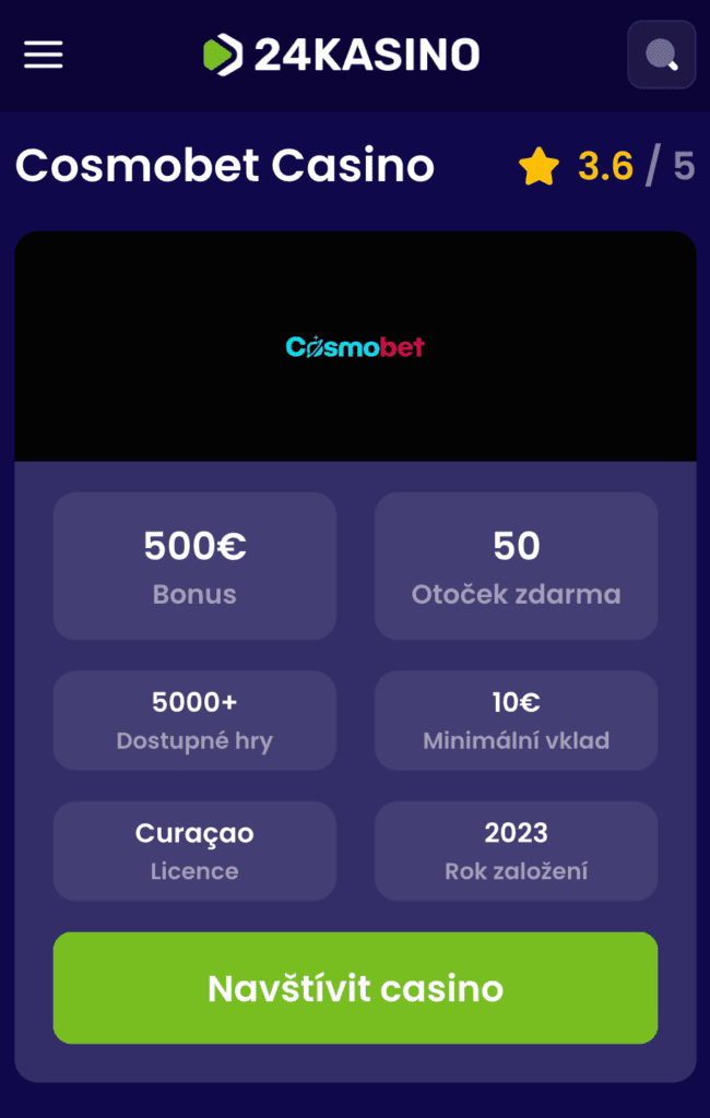 Klikněte na náš odkaz, který vás přesměruje na webové stránky casina Cosmobet
