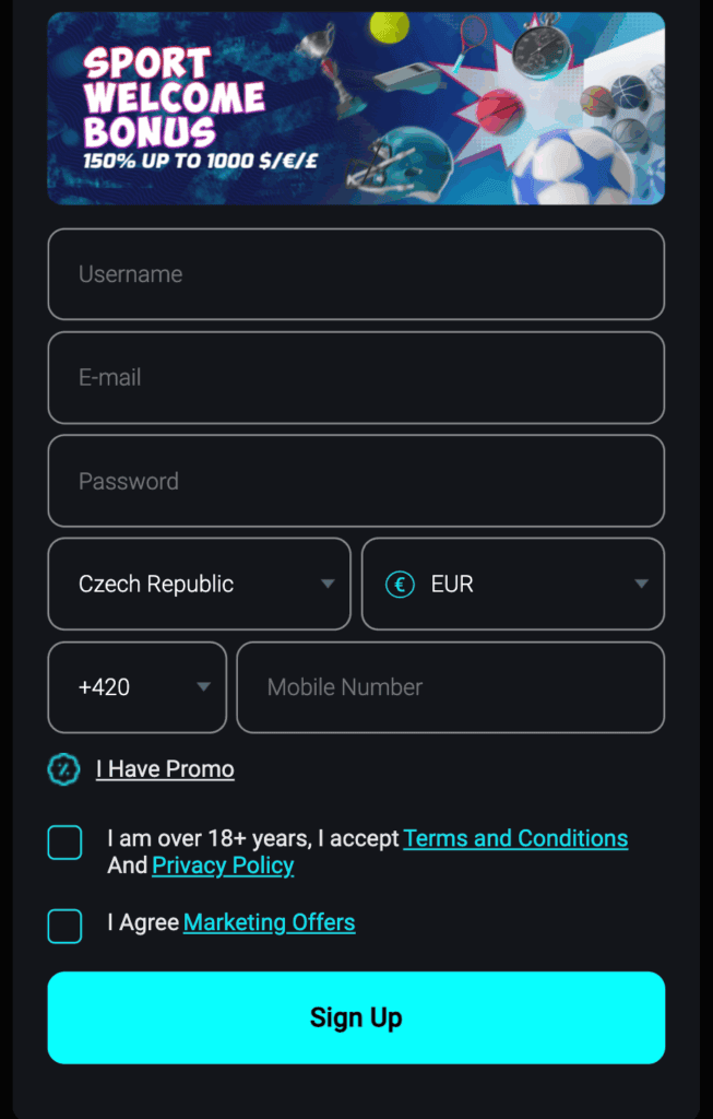 Začněte vyplňovat osobní údaje, zadejte email a heslo