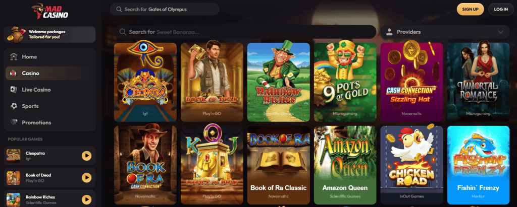 Mad Casino main page