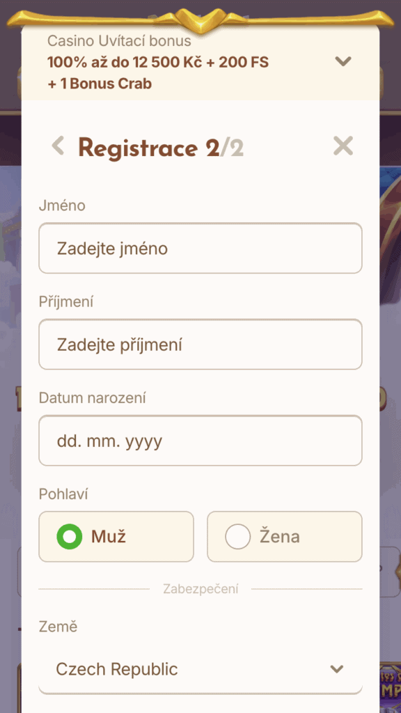 Zadejte osobní údaje včetně telefonního čísla a adresy