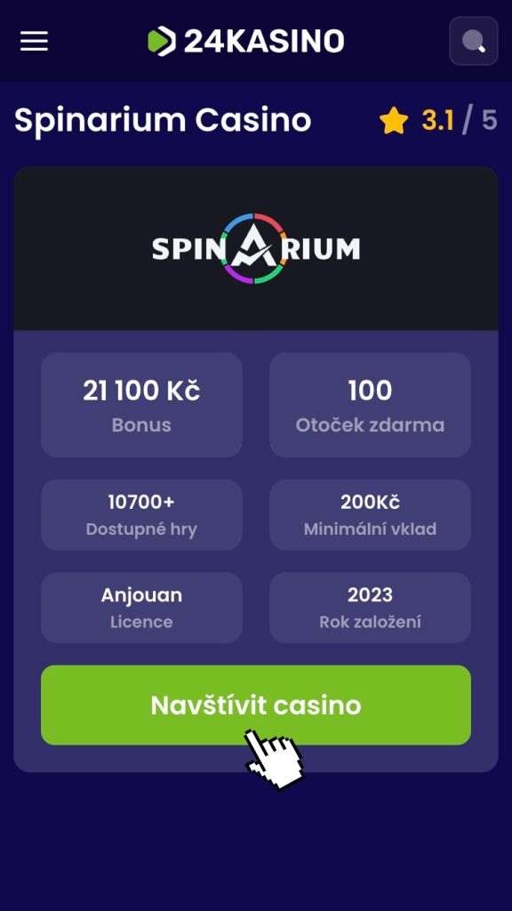 Kliknutím na náš odkaz budete přesměrováni na oficiální stránky online casina Spinarium