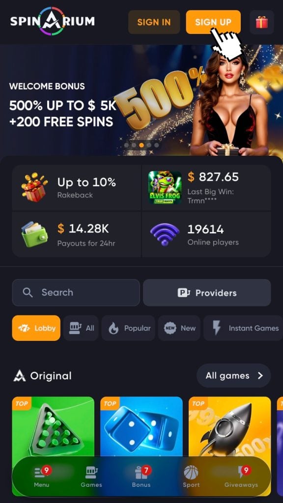 Přejeďte kurzorem myši přímo na webových stránkách na oranžové tlačítko “Zaregistrujte se”