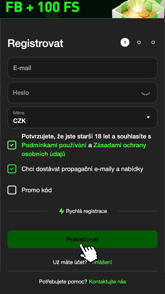 Začněte zadávat kontaktní údaje