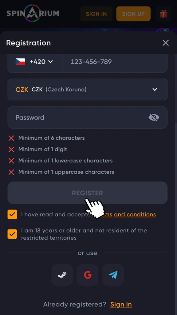 Dokončete celý registrační proces