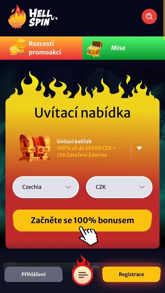 Vyhledejte žluté registrační tlačítko vpravo nahoře a klikněte na něj