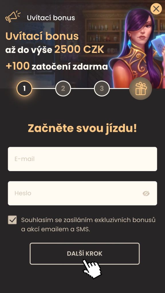 Zadejte email, heslo a odsouhlaste věk