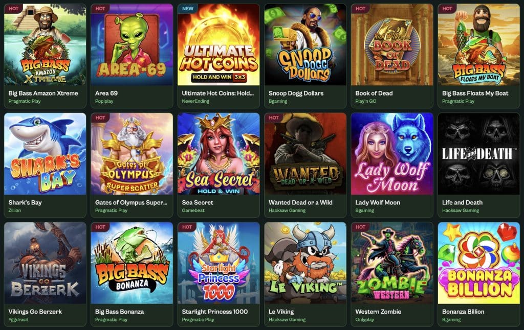 Spinzen Casino - populární hry
