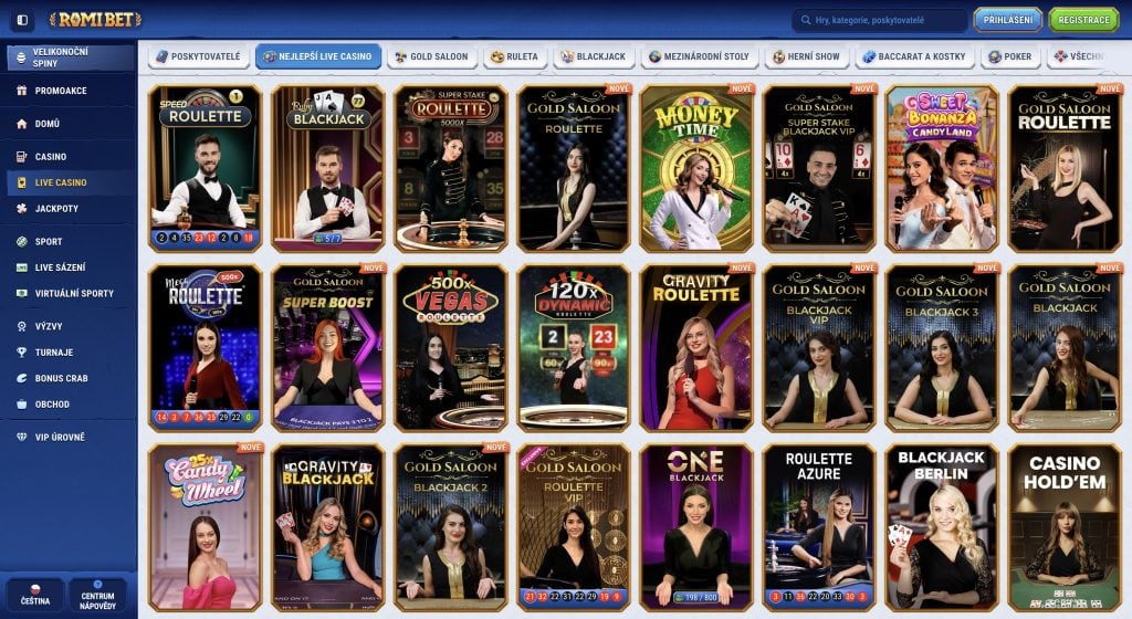 Živé kasinové hry Romibet