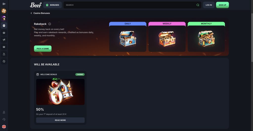 Beef Casino bonus