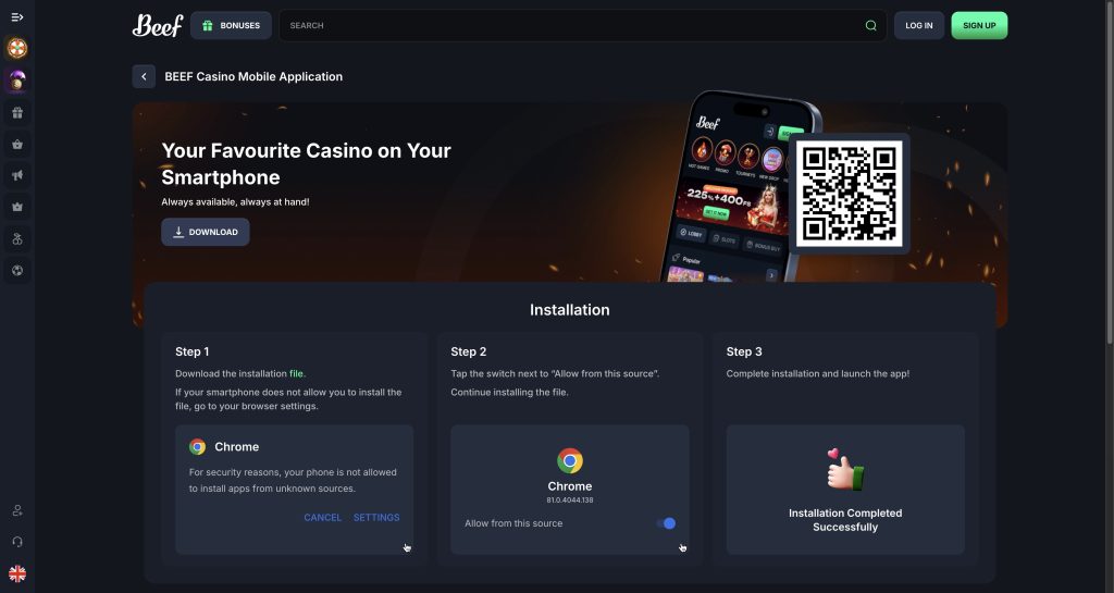 Beef Casino na mobilu