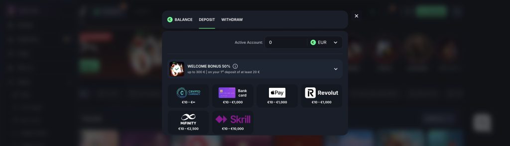 Beef Casino vklady a výběry