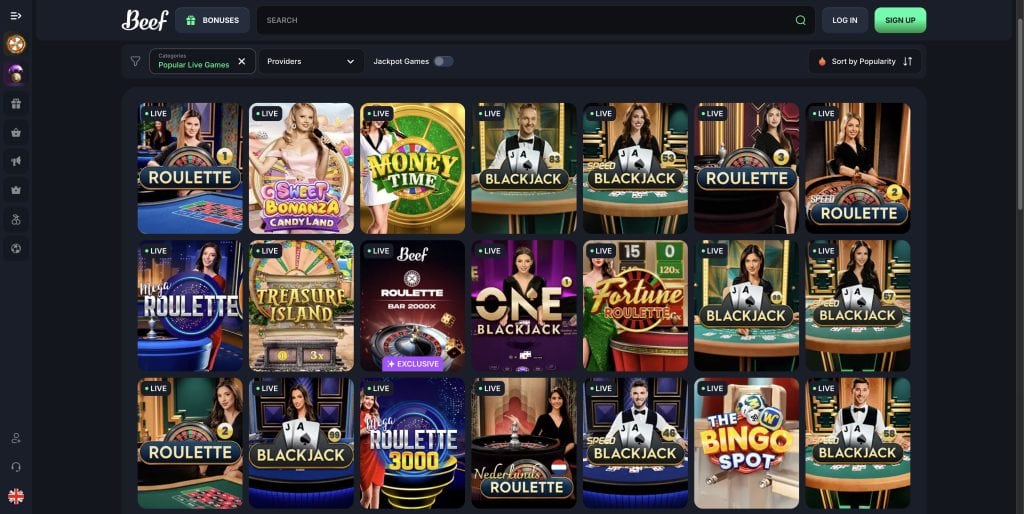 Beef Casino živé kasinové hry