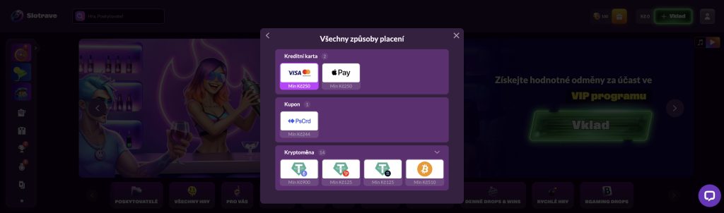 Slotrave Platební metody