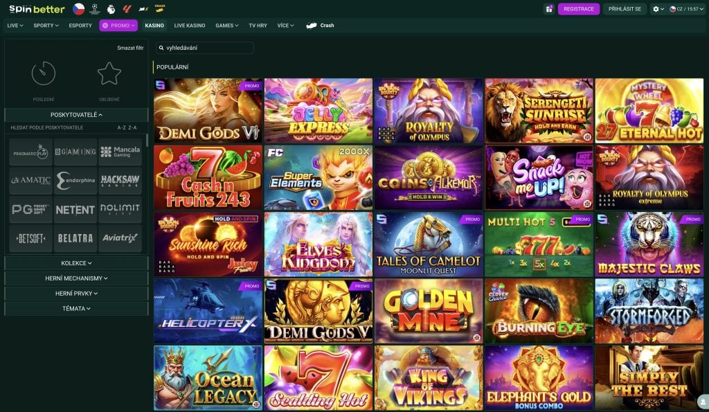 SpinBetter kasinových her