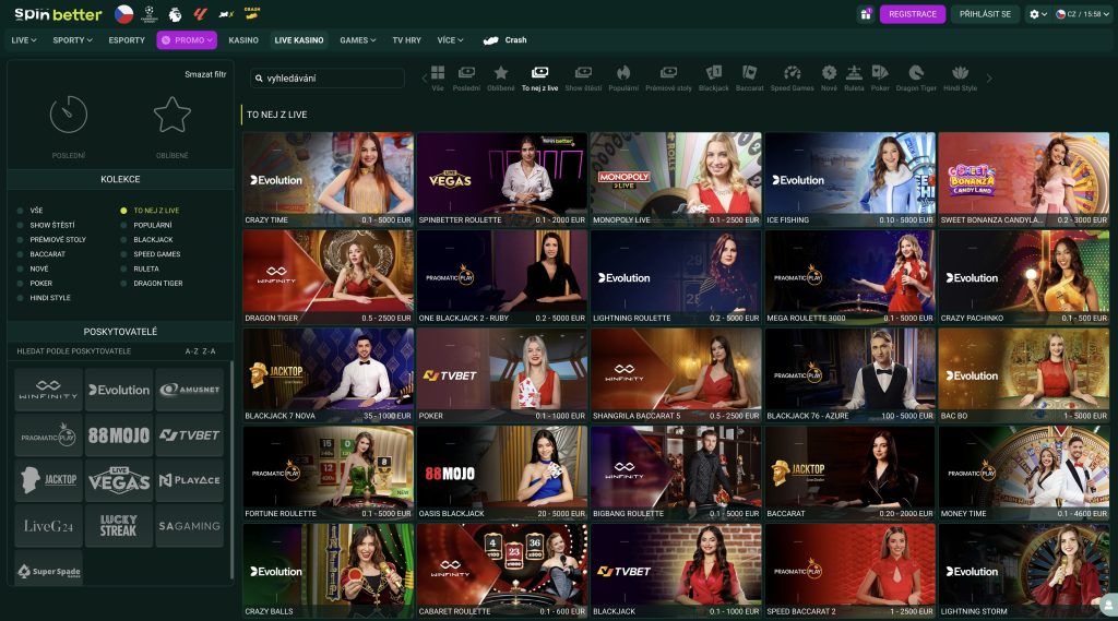 SpinBetter živé kasinové hry