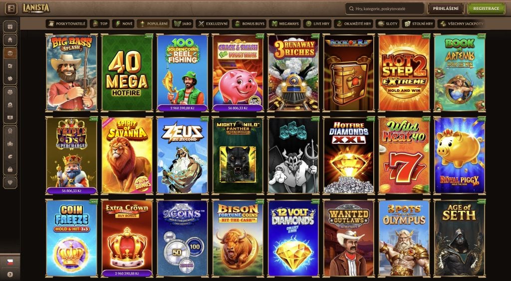 Lanista casino kasinové hry