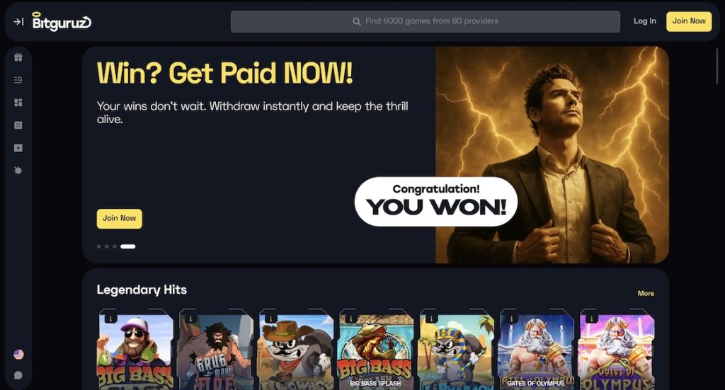 Bitguruz Casino domovska stranka