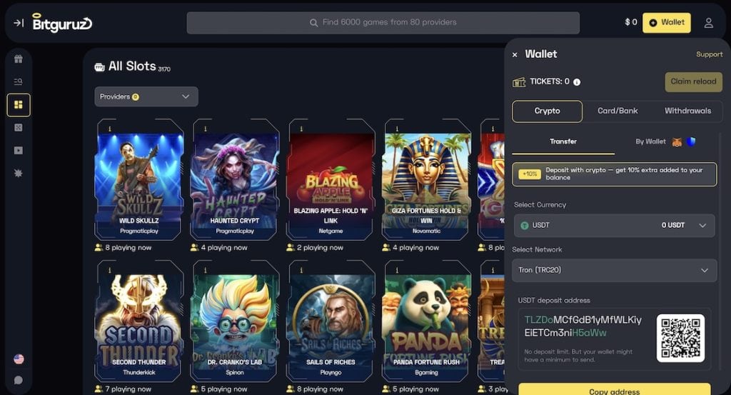 Bitguruz Casino platební metody