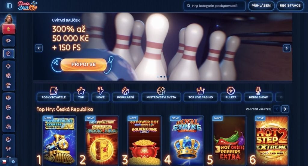 DudeSpin Casino domovska stranka