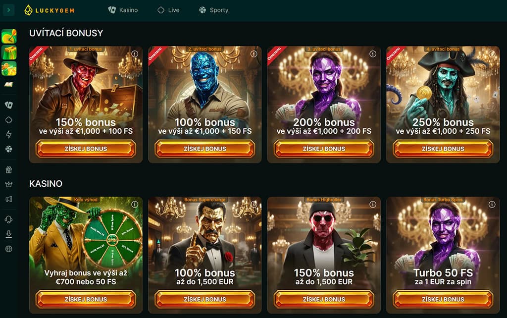 Bonusy kasina Luckygem