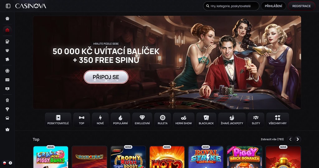 Domovská stránka kasina Casinova