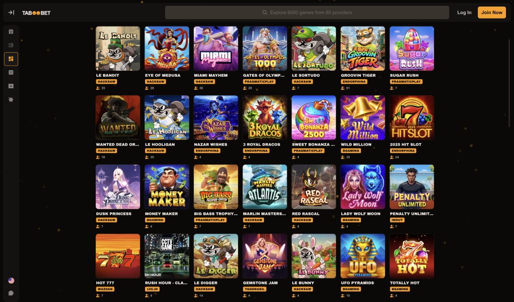 Taboobet Casino - Oblíbené kasinové hry