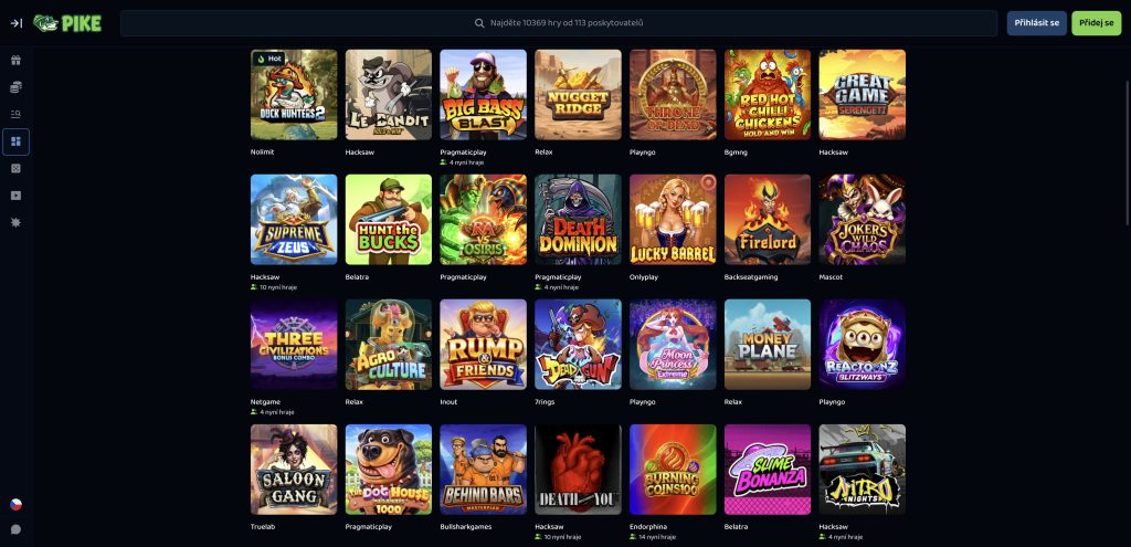 Pike Casino - herní katalog